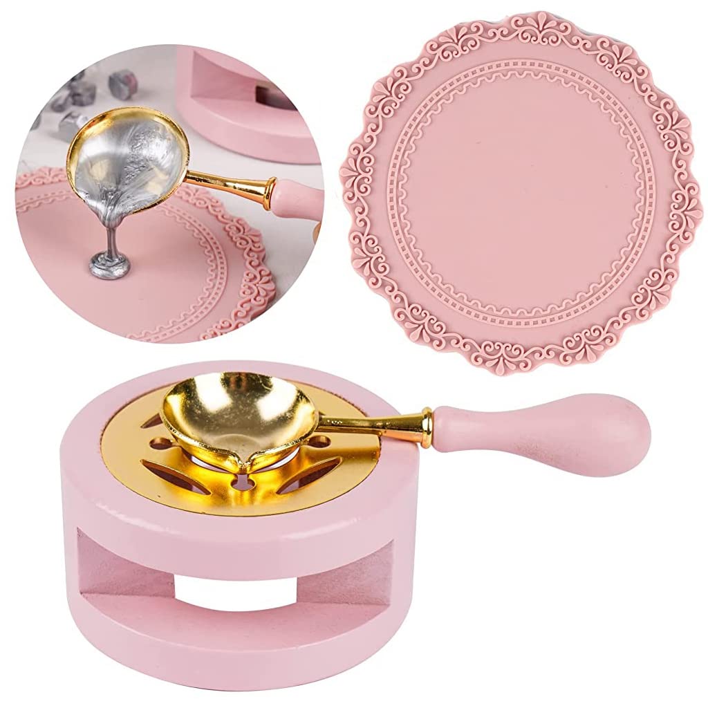 HASTHIP Wax Seal Kit with Wax Seal Furnace, Wax Seal Spoon and Wax Seal Silicone Pad for Melting Wax Seal Beads or Sealing Wax Sticks, Wax Melting Furnace Tool for Wax Envelope (Pink) HASTHIP Wax Seal Kit with Wax Seal Furnace, Wax Seal Spoon and Wax Seal Silicone Pad for Melting Wax Seal Beads or Sealing Wax Sticks, Wax Melting Furnace Tool for Wax Envelope (Pink)